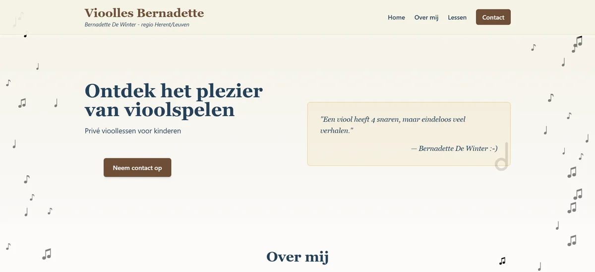 Screenshot of the Vioolles Bernadette website